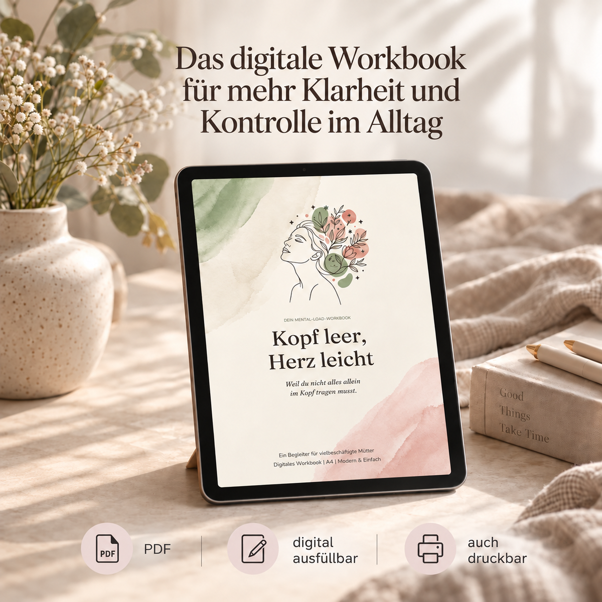 Digitales Mental-Load-Workbook von Kalmira für mehr Klarheit im Kopf